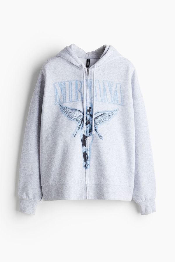 Polerón hoodie oversize con cierre y motivo