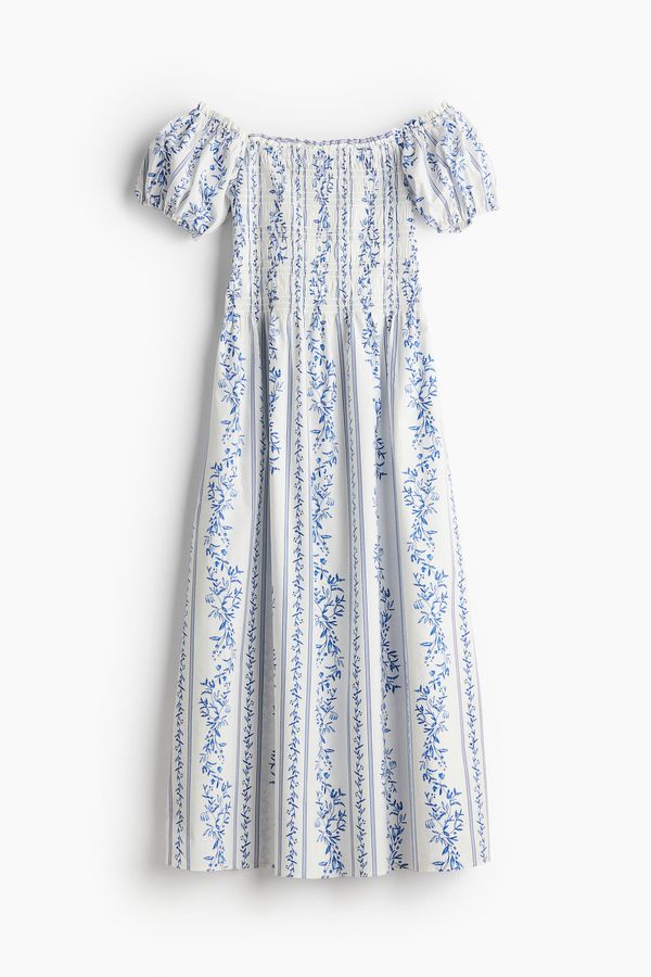 Vestido off-the-shoulder de popelina