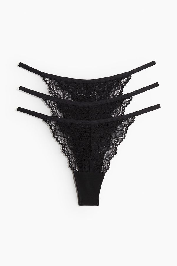 Pack de 3 colaless Thong de encaje