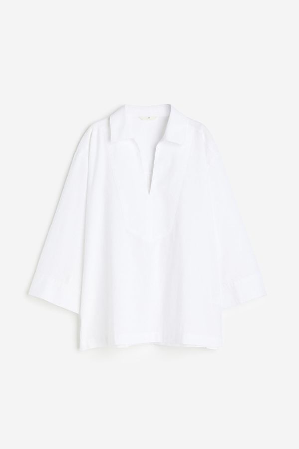 Camisa popover en mezcla de lino