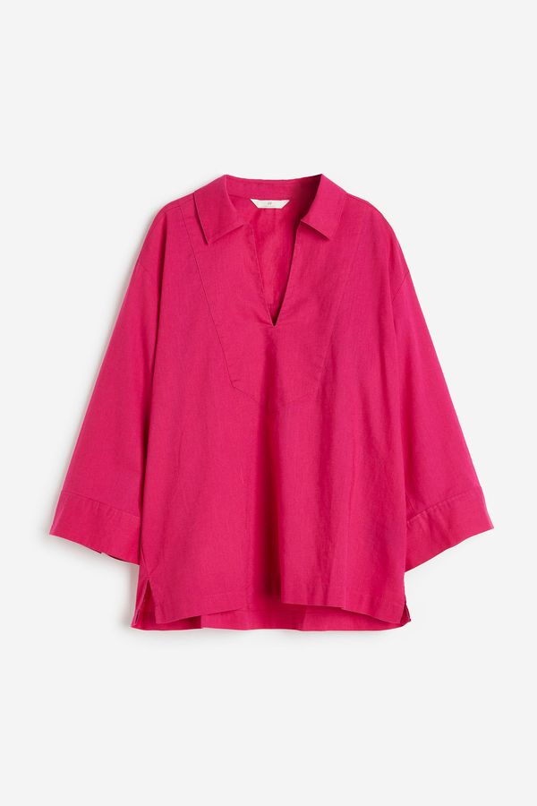 Camisa popover en mezcla de lino