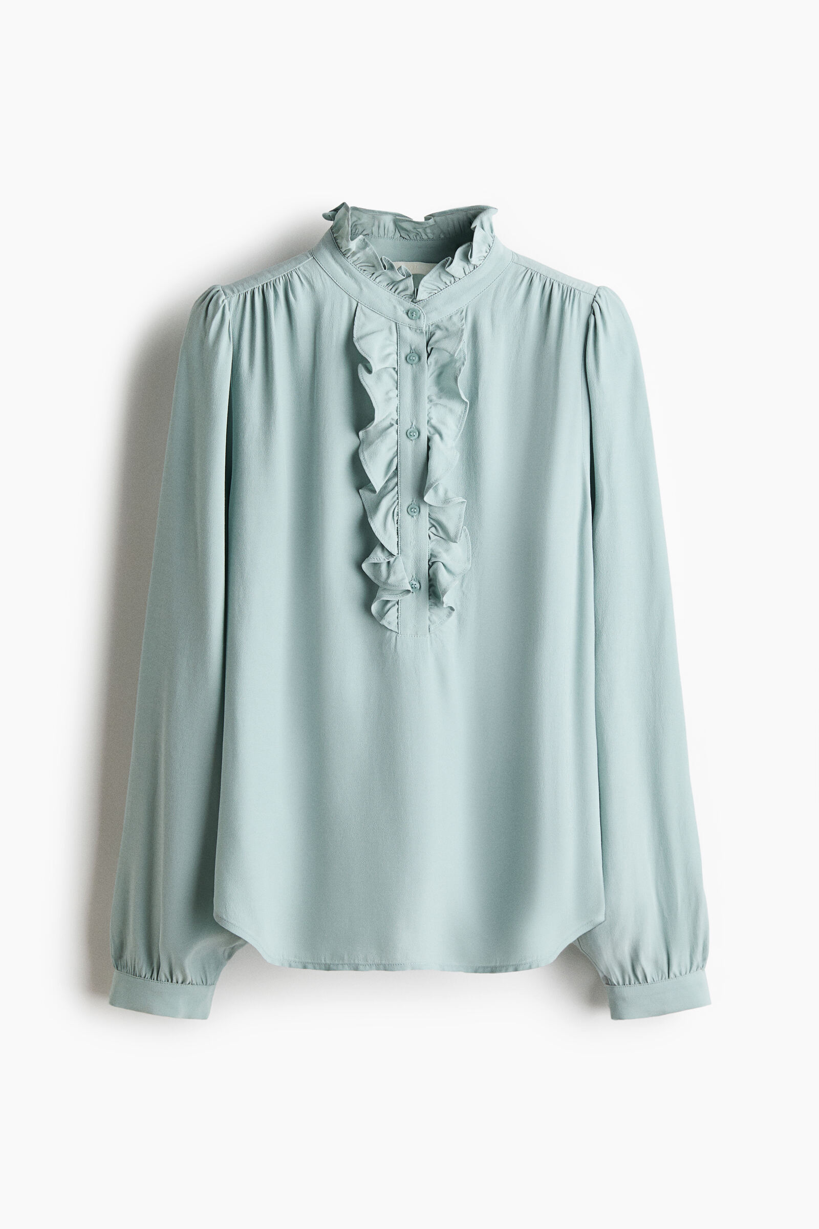 Blusa de viscosa con cuello de vuelos