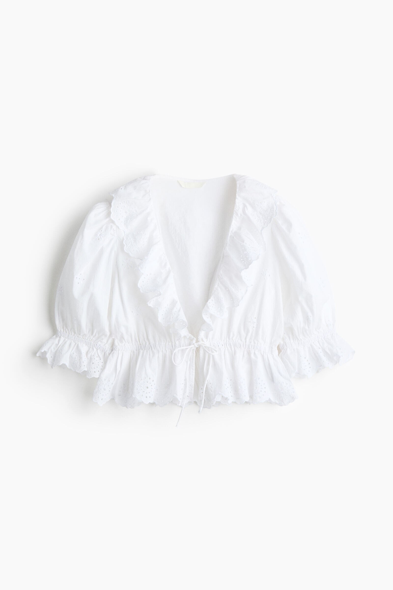 Blusa de algodón con broderie inglés
